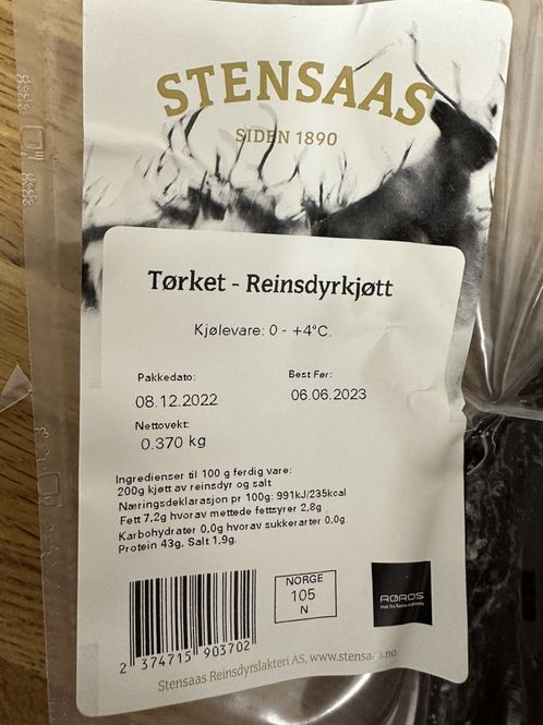 Hovedbilde Tørket kjøtt av rein
